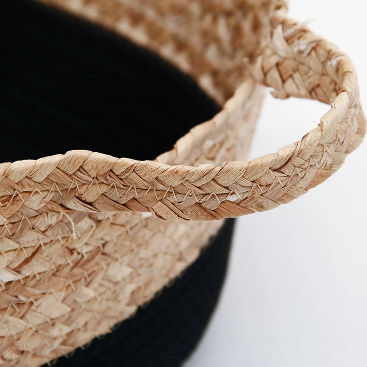 Eco-Friendly set of 3 foldable cotton rope cloth folding storage Baskets