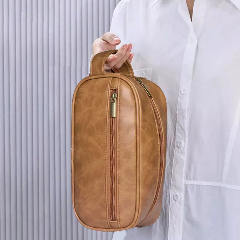 2024 High Quality Faux Leather PU leather Men toilet bag