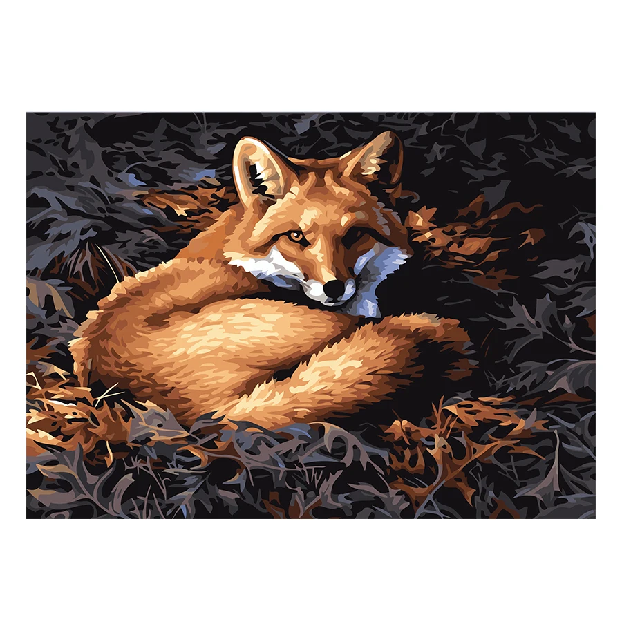 New animal red fox canvas DIY digital oil painting wall art painting