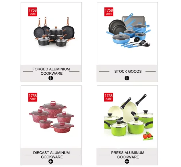 Hot Sell Classical Big Size Aluminium Cast  Kitchen Marble Non Stick Pots Cookware Sets