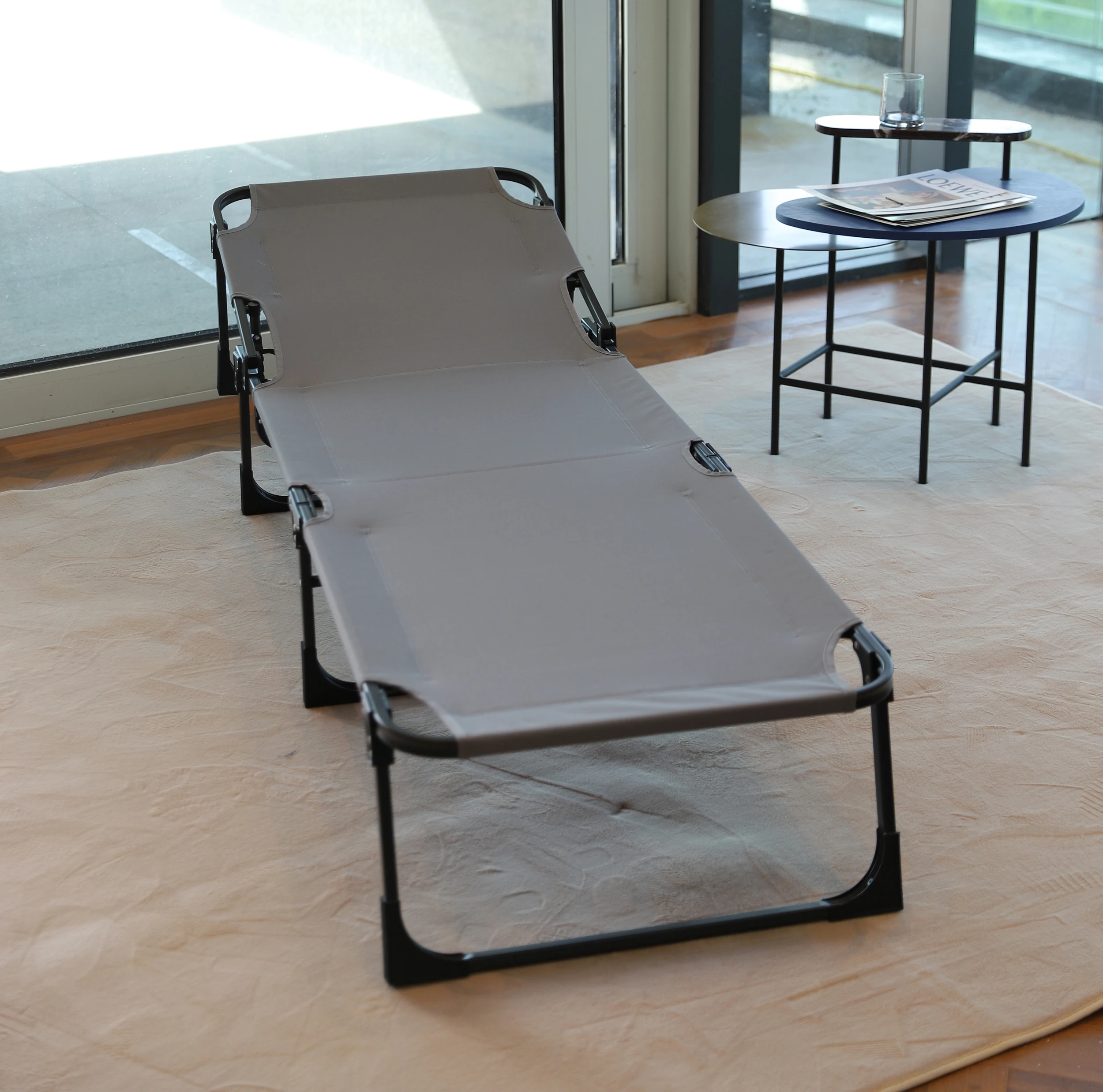 oversize 5 position backrest adjustable heavy duty steel frame camping bed beach lounger