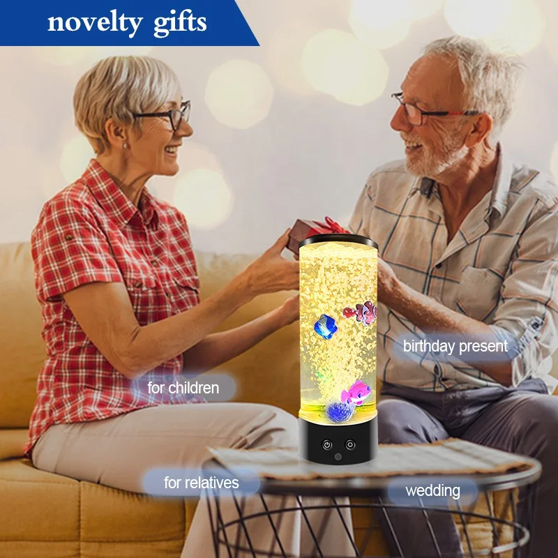 Hot Sale 11.5' USB Night Light Leds Colorful Artificial Plastic Bubble Fish Lamp Aquarium Fish Table Lamps Novelty Gift for Kid