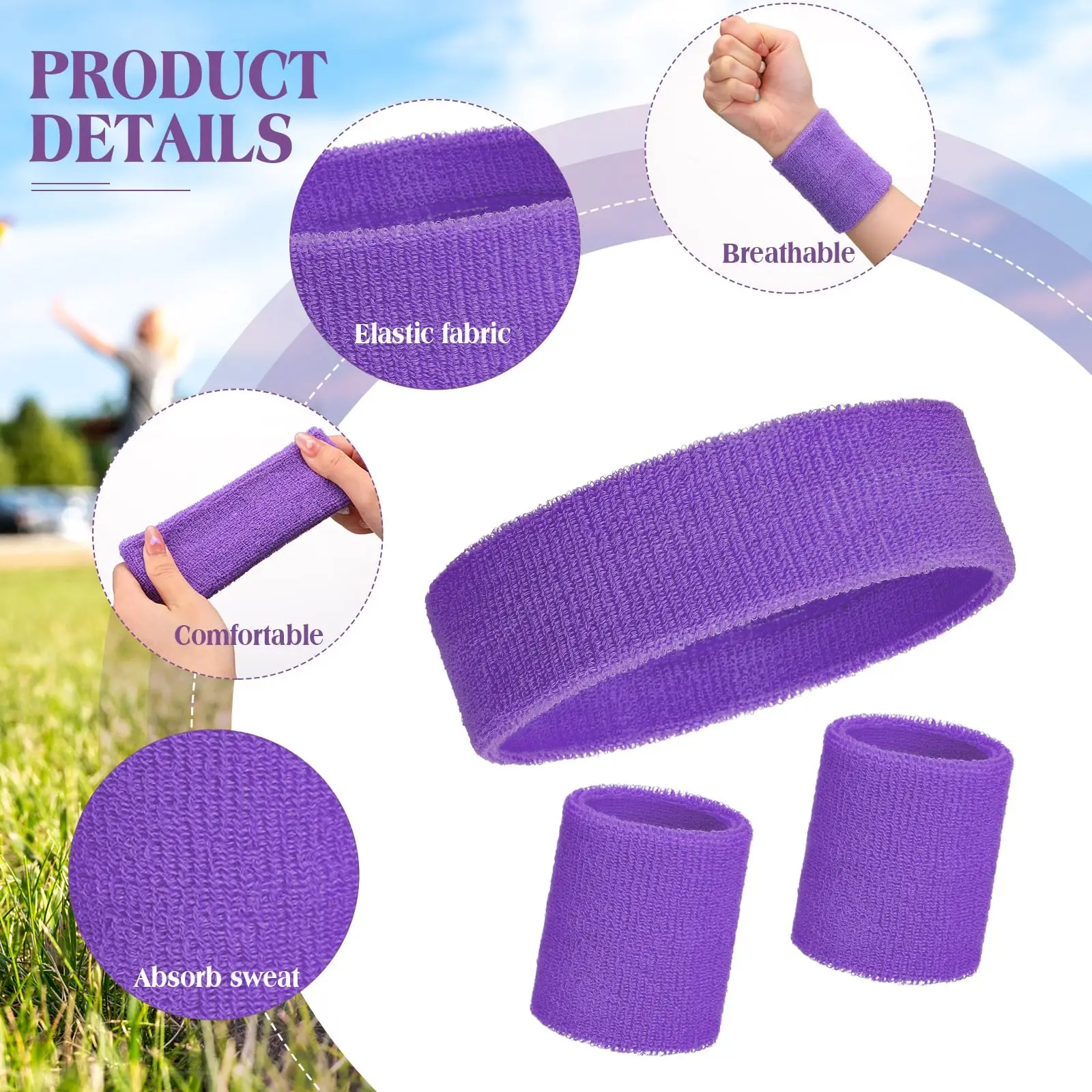 Custom Stretchy Sports Sweat Band Women Girls cotton Athletic Headband Yoga Fitness Exercise Hairband Sweatband