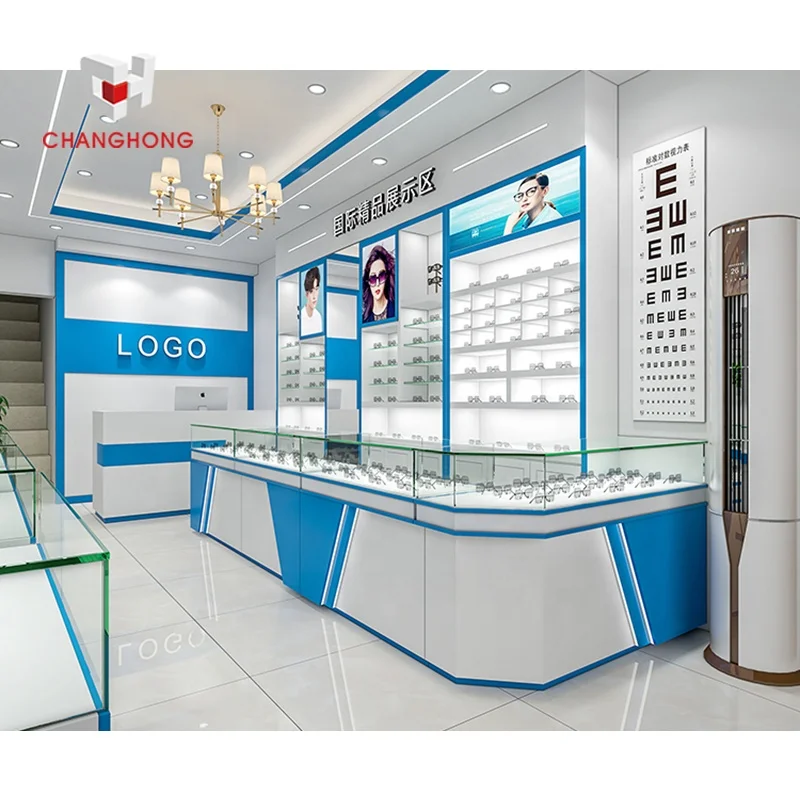 Eyewear Wall Shelf Display Stand Furniture Cabinet Optical Shopfitting Store Fixture Optical Shop Interior Design Decoration
