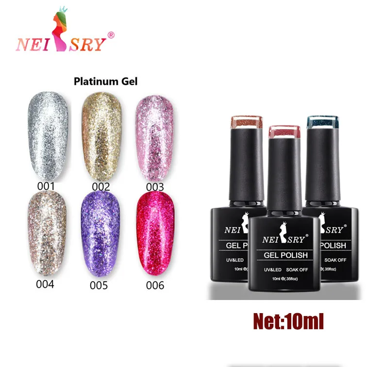 Neiss Factory Wholesale Platinum Gel Polish Super Glitter Soak Off Gel Hema Free Nail Gel Polish