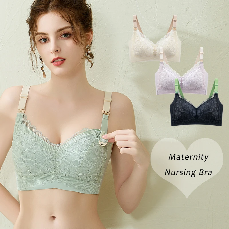 Modal Plus Size 75 80 85 90 95 100 BCDE Cup Sexy Lace Fixed Pad Pregnancy Maternity Nursing Bra