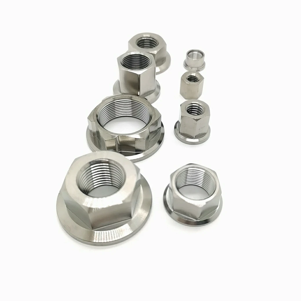 China  supply  Precision  titanium flange  nuts M6 M8 M10 M4 M12 CNC process machining  turning  and milling service