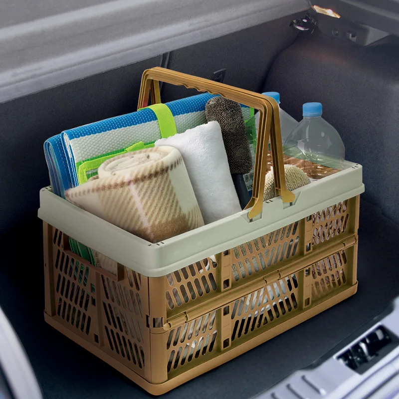 Foldable Picnic Basket Collapsible Storage Crates Stackable Storage Container Basket Grocery Shopping Basket