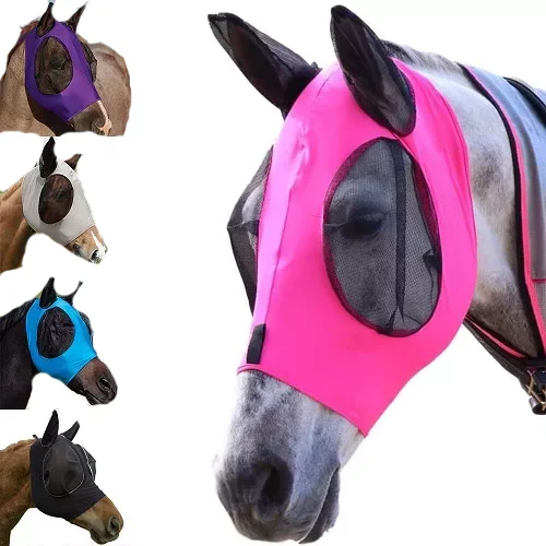 Breathable Mesh Horse Anti Fly Face Cover low price horse fly  flymasks customized fly mask equestrian accessories