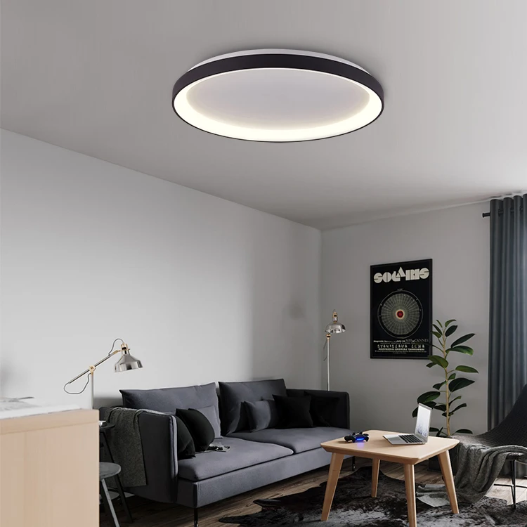 Современное поверхностное крепление для спальни, гостиной, домашнее освещение, круглый черный потолочный светильник, Светодиодная потолочная лампа, светодиодный потолочный светильник