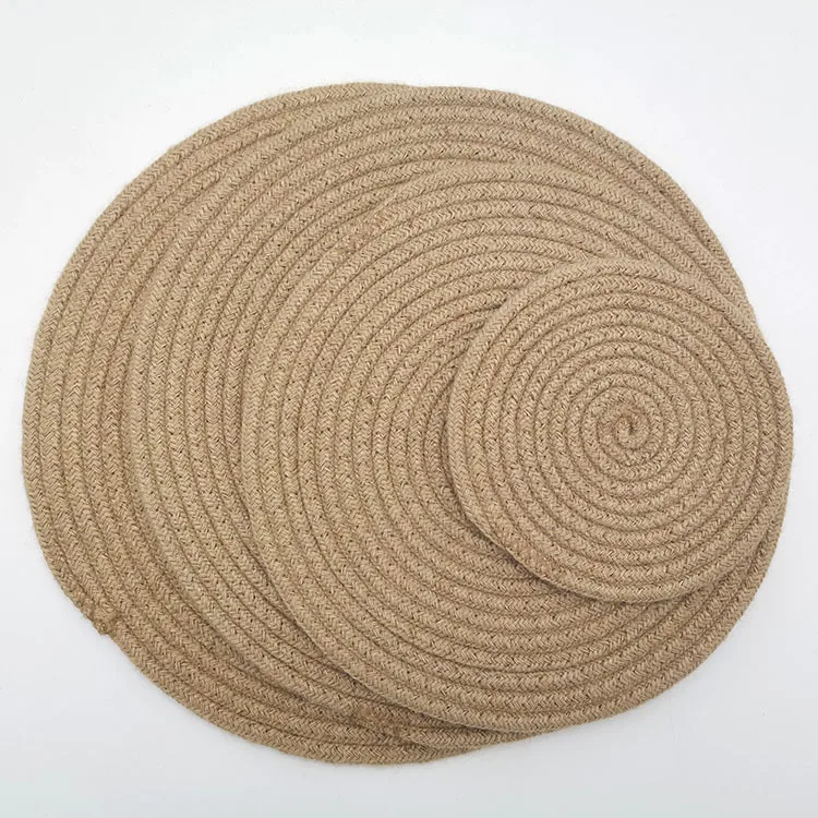 Qakai Tabletex natural color jute placemat new design dinner set round woven placemats wholesale table mat