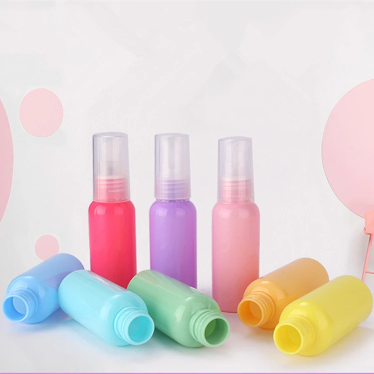 10ml 30 ml 50ml PET plastic macaron color perfume spray bottle with transparent spray nozzle