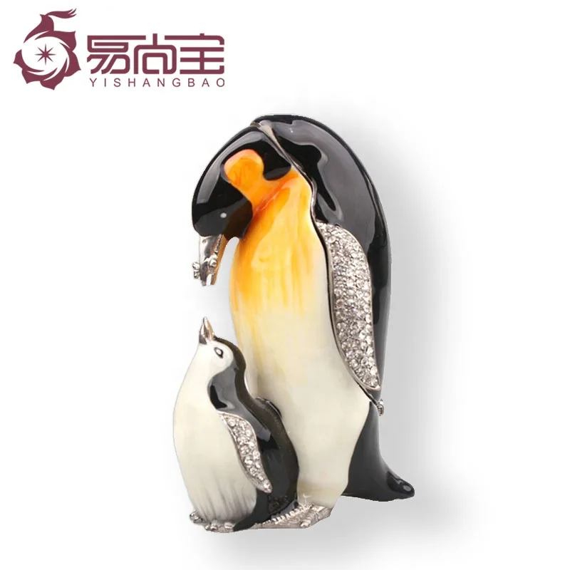 YI SHANG BAO Cute pet animals  jewelry box Black and white penguin jewelry box Exquisite jewelry box