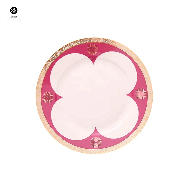 Gold Rim Round Wedding Wholesale White Porcelain Dinner Ceramic Charger Plates