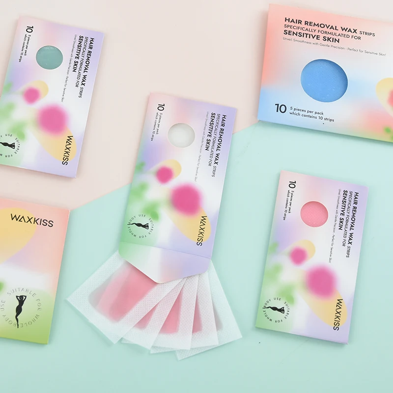 Waxkiss New Design Hair Removal Wax Strip Easy To Use Eyebrow Body Painless Hair Removal Cold Wax Strips For Sensitive Skin