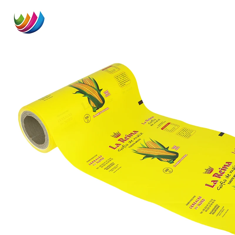 Corn Packaging Bags Custom Logo Food Grade Aluminum Foil Flexible Sachet Back Sealing Corn Packaging Plastic Film Roll For Food
