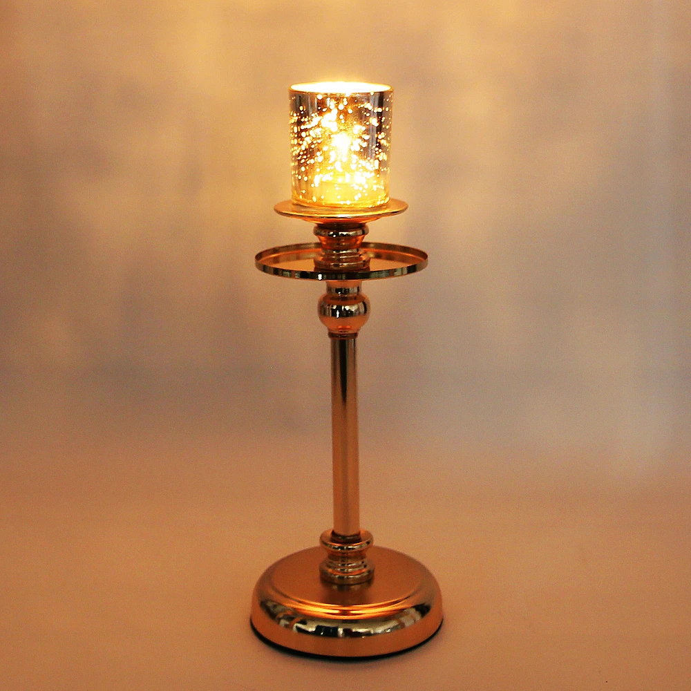 Wedding T stage Decoration candle pillar holder Candlestick decorative lamp luxury metal Gold Plated Candle Holders