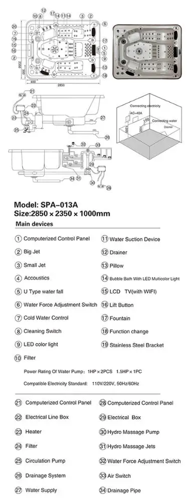 Indoor in ground whirlpool spa