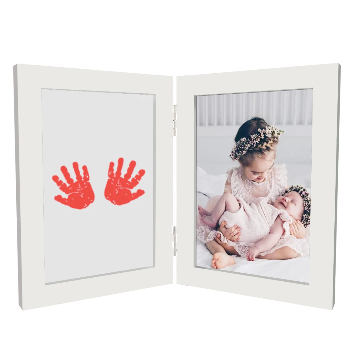 Заводская дешевая цена, 2 открывающиеся 4x6 дюймов, детская ручная печать и набор следов, пластиковая фоторамка с глиняной inkpad