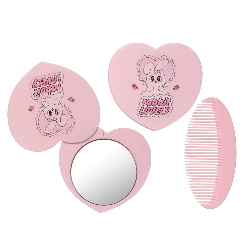 LMLTOP Wholesale  Pocket Makeup Mirror Private Label Heart-shaped Mini Handheld Rotating Mirror Suitable For Gift Giving SY772