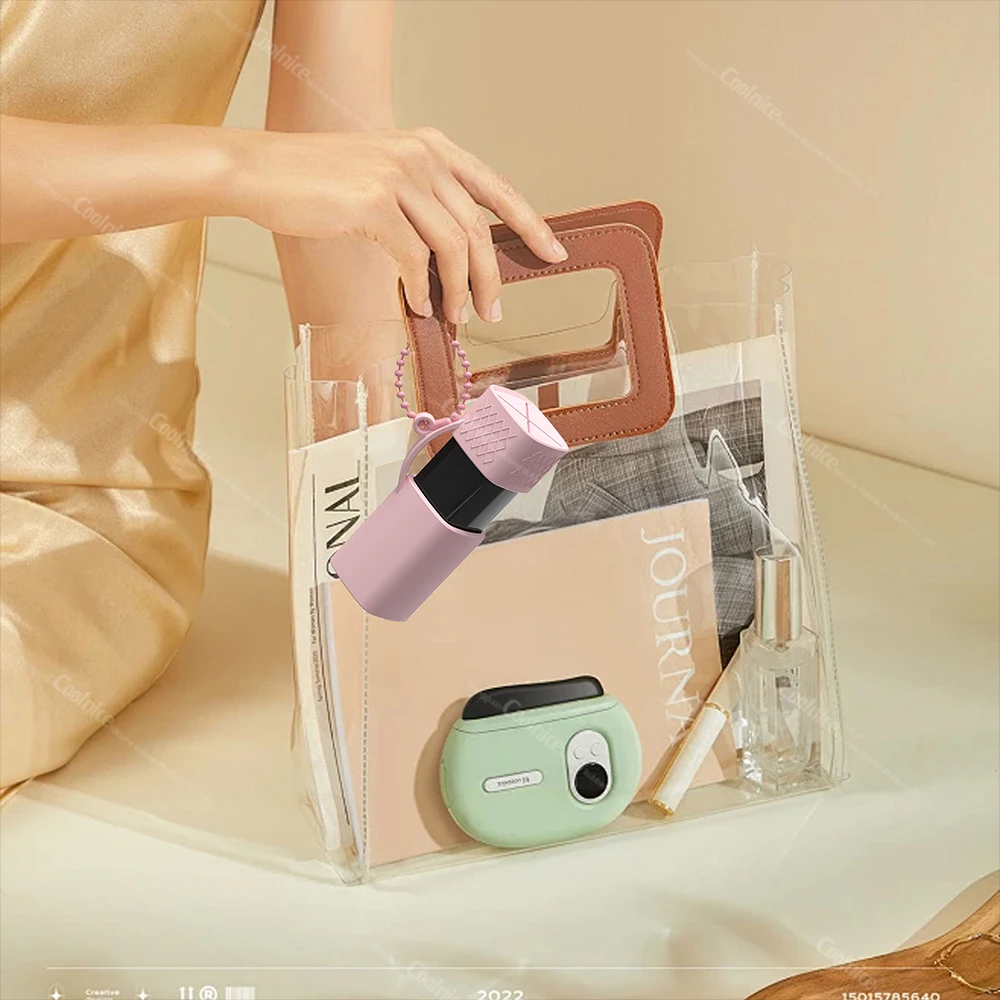 Mini silicone lipstick sleeve with beaded chain for women girl portable lipgloss storage organizers for purse