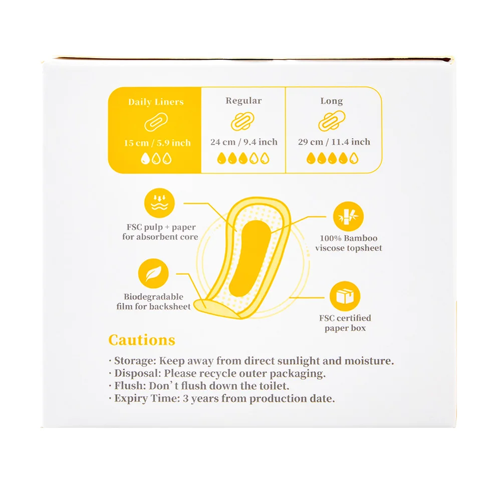 ECO BOOM bamboo pads factory bio napkin feminine hygiene procurement degradable sanitary towel