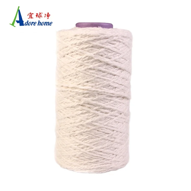 Wet White Cotton Mop Yarn Recycle Material Twisted for 4-ply