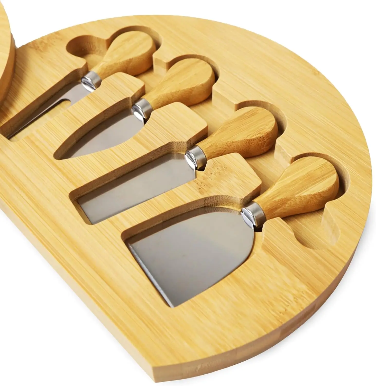 Custom Logo Eco-Friendly Durable Kitchen Charcuterie Round Cheese Board And Knife Set