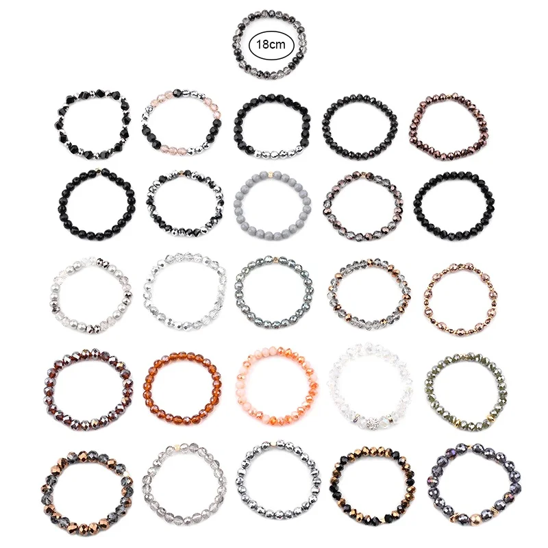 Landy Beaded Crystal Bracelet Elastic Colored Glass Beads Bracelets