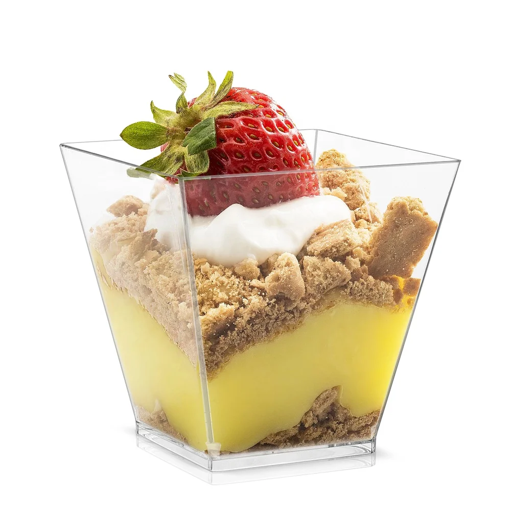 Custom logo Reusable square Mini Snack Dessert Wine Yogurt Plastic Cups of Feast