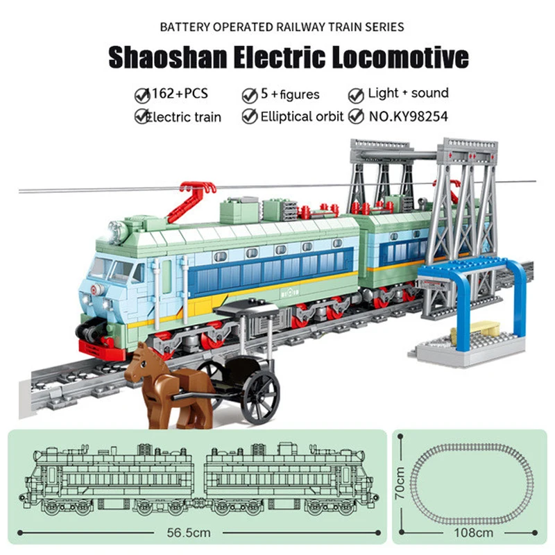 KAZI Technic RC Электропоезд городской железнодорожный поезд модель сборки кирпичей батарея работает с рельсами строительные блоки игрушки подарок