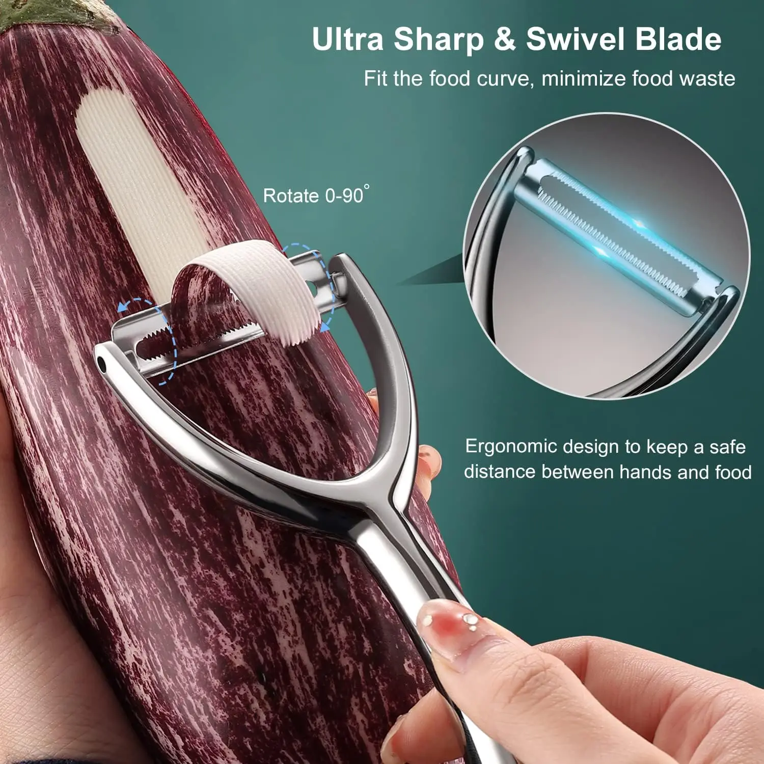 Premium Vegetable Peeler Stainless Steel Ultra Sharp Peelers for Kitchen  Rotary Serrated Blade Thickened Non-Slip