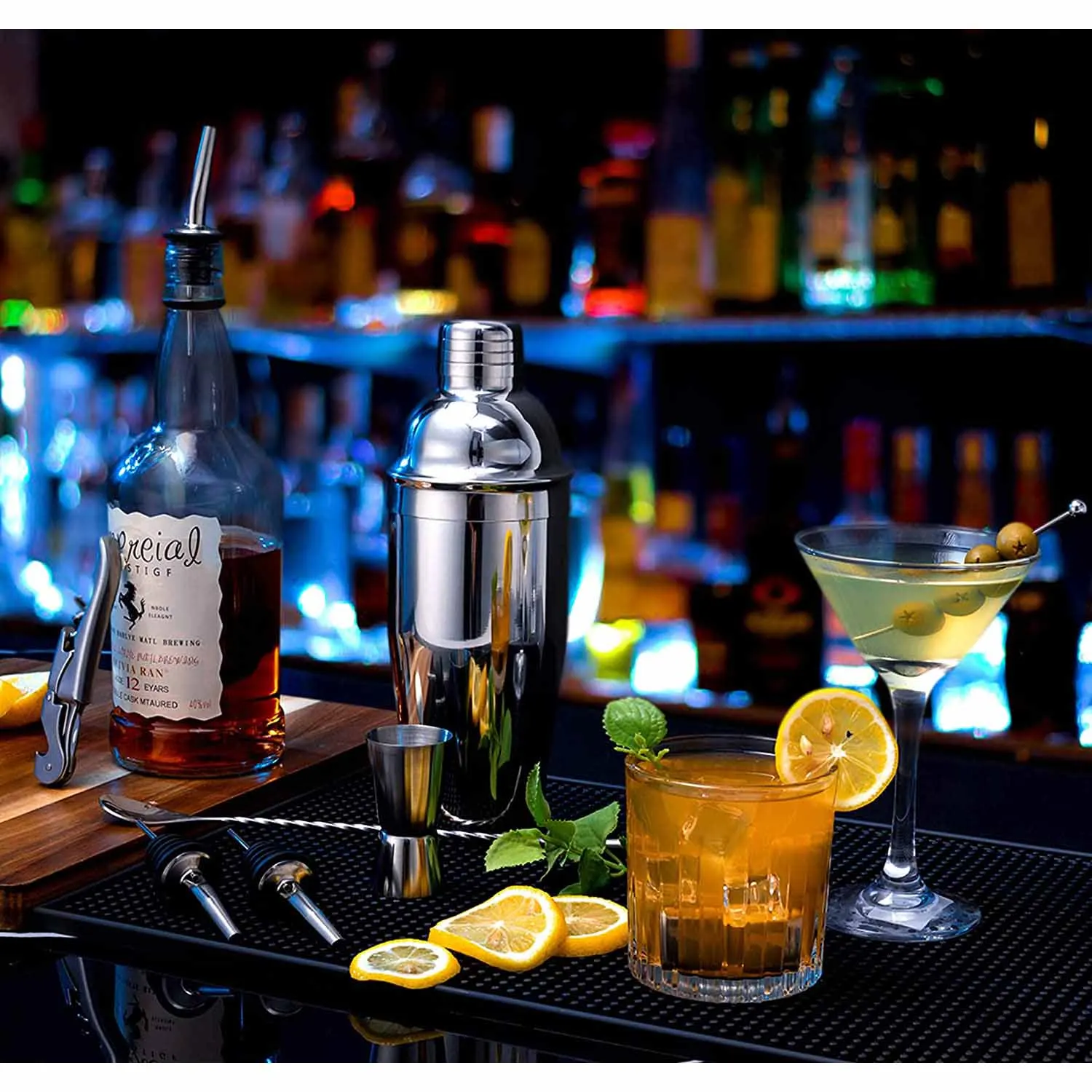 Cocktail Shaker Set Bartender Kit with Stand Bar Kit Drink Mixer Set for Drink Mixing