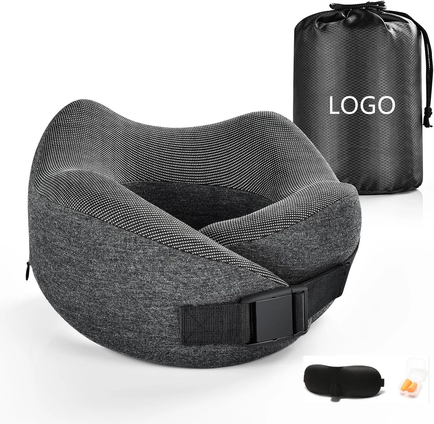 Travel Pillow Memory Foam Ergonomic Neck Support Pillow Adjustable Clasp U Shaped Pillow for Travel Sleep Rest Airplane Car