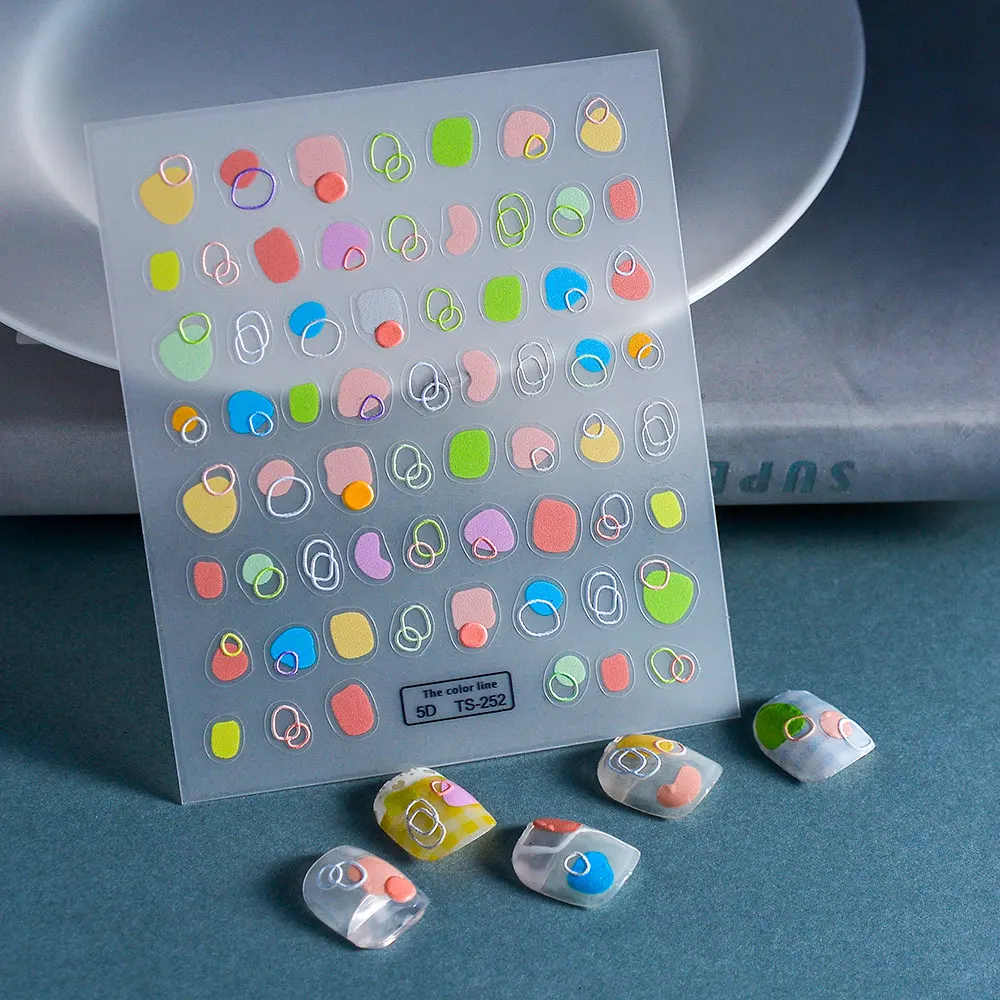 2023 Custom Logo Colorful Line 5d Nail Art Glue Stickers Designer Brands For Decoration