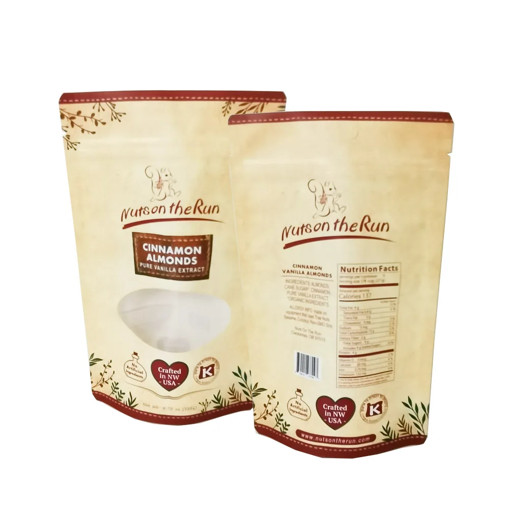 High Quality Custom Design Snacks Pistachio Almond Nuts Candy Packaging Bag With Hanging Holes