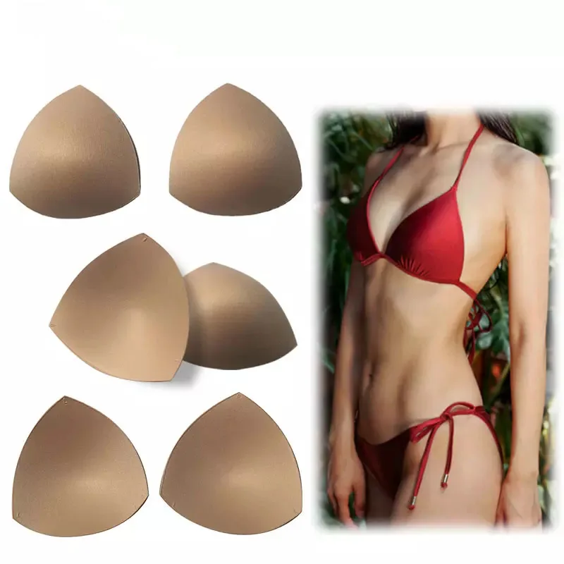 048 Bikini Triangle Breathable Bra Foam Cup Sportswear Swimsuits Lift up Pads Insert