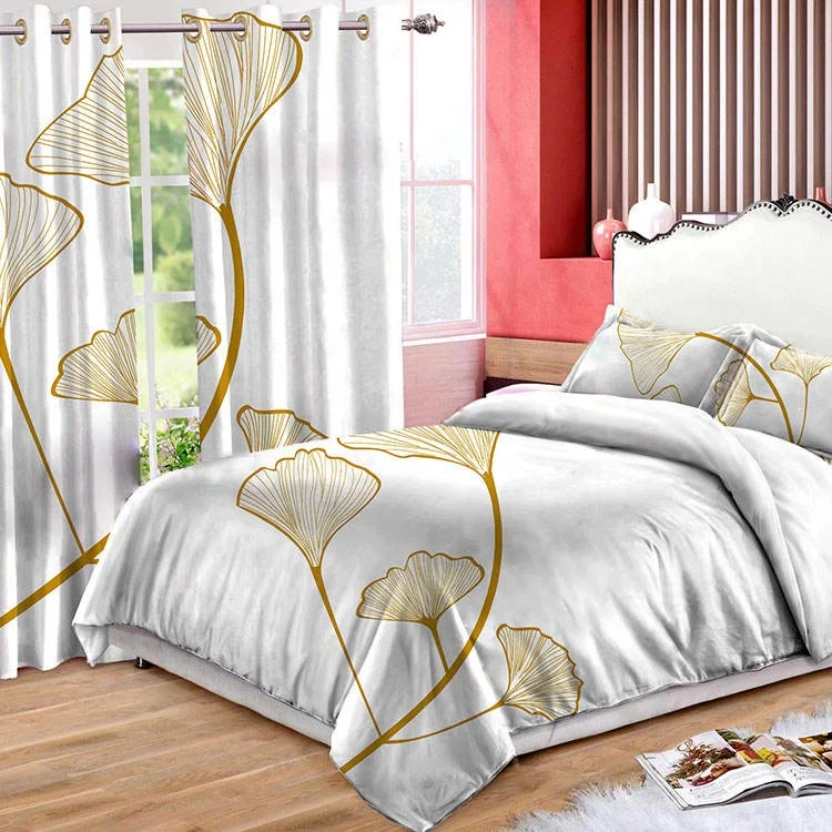 Home Bedroom Bedding Curtain Set 3d Design Printing Floral And Flower Luxury Bedsheet 6pcs Sets