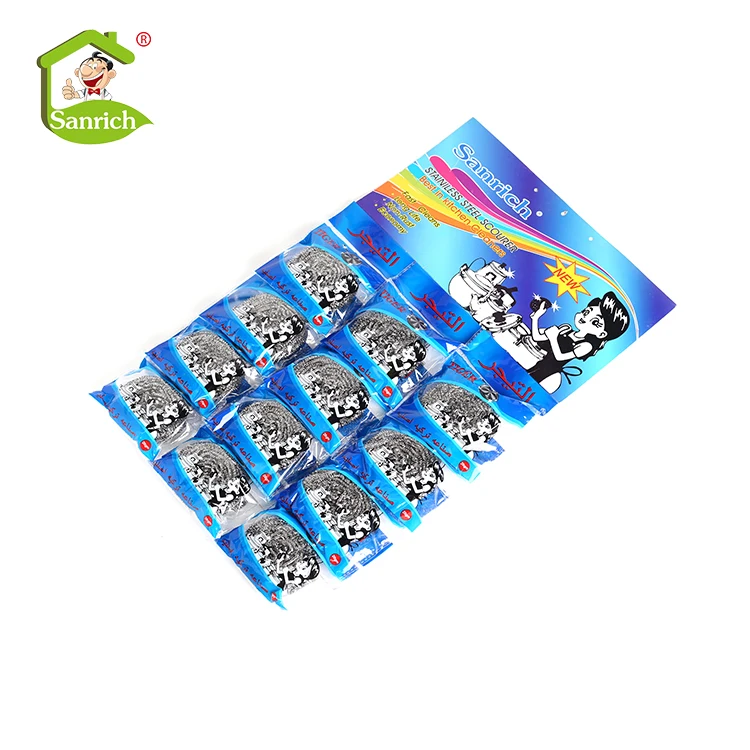 Manufacturer high quality metal wire stainless steel  scourer mesh 12pcs