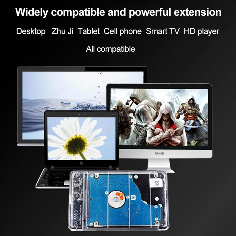 usb3.0 hard disk box SSD mechanical transparent mobile hard disk box 2.5 inch SATA solid state hard disk box
