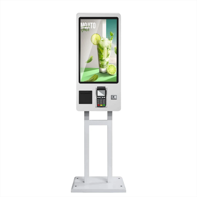 Fast food self service touch screen wall mount bill payment machine 32 inch self ordering payment kiosk