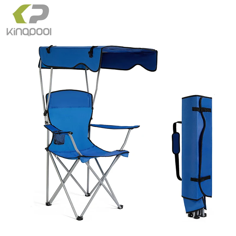 Kingpool Cheap Portable cadeira de praia Foldable Custom Logo Outdoor Picnic Camping Fishing Beach Chairs with Sunshade