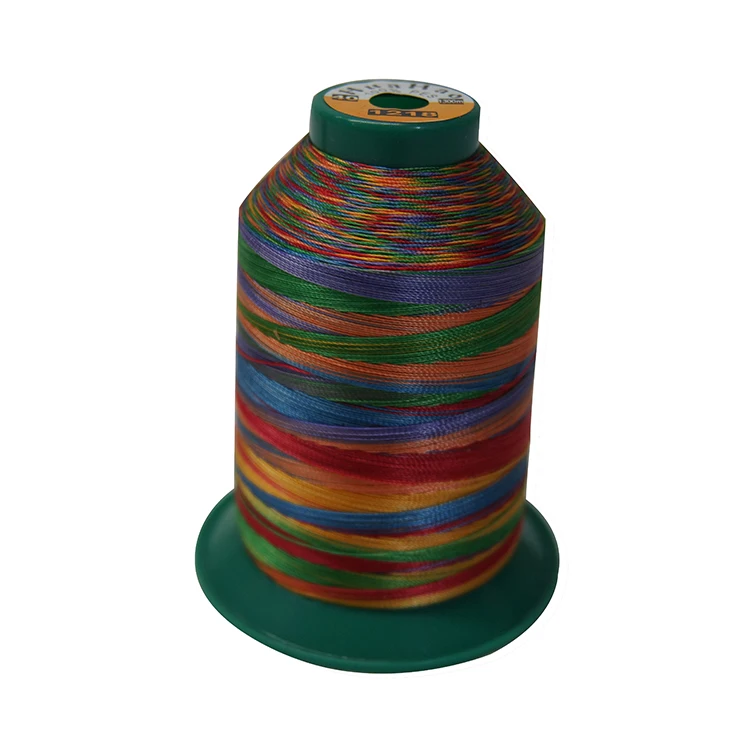 China Factory Wholesale High Quality 100% Polyester Rainbow Multicolor Sewing Thread Embroidery Yarn