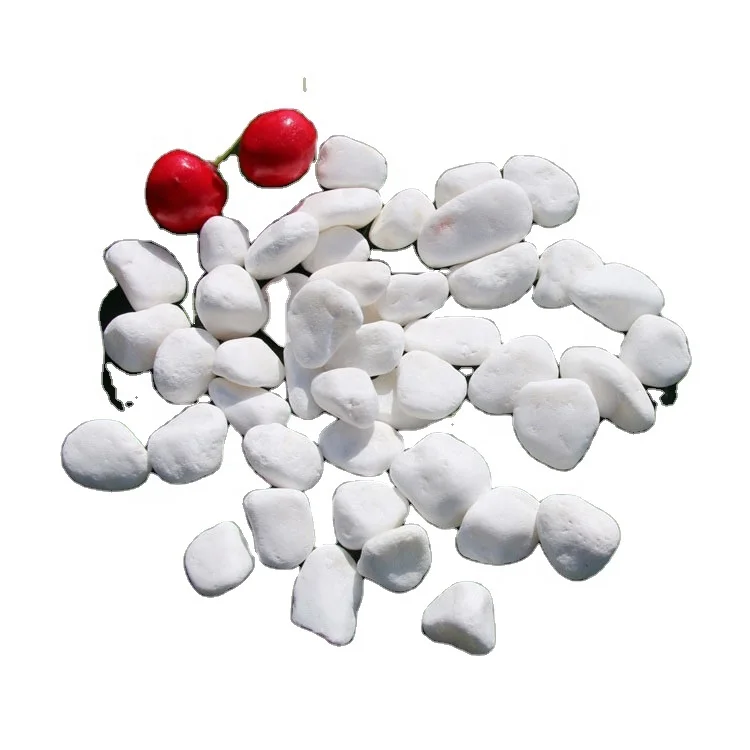 Landscaping clean polished white round pebble tumbled snow white decorative stone gravel aggregates for garden