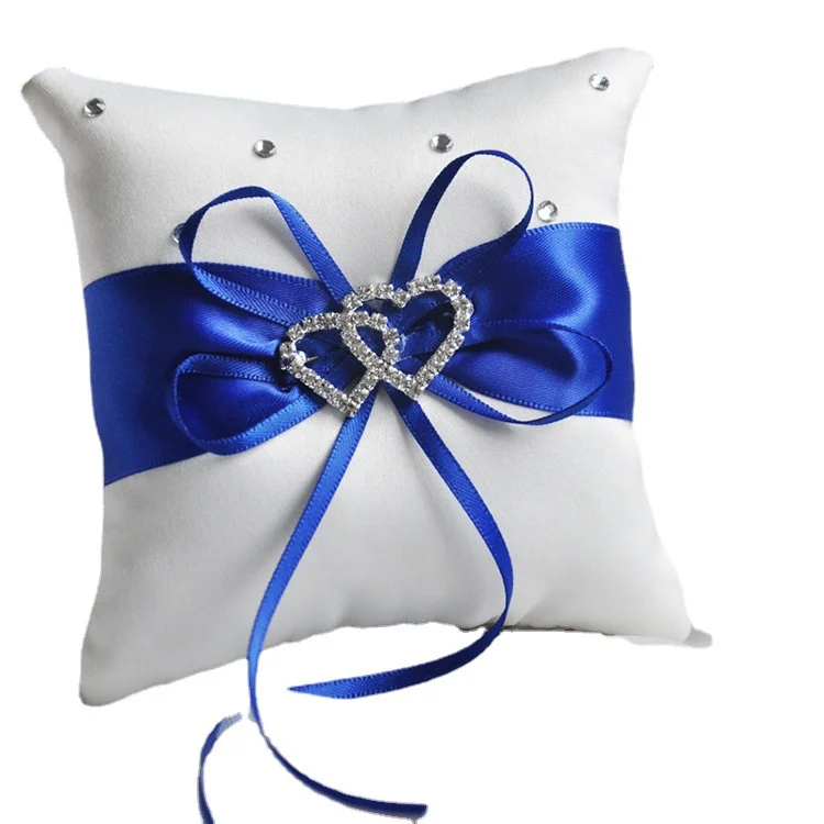 Handmade European wedding Ring pillow Bridesmaid Double Heart Ring set Wedding supplies Square ring pillow
