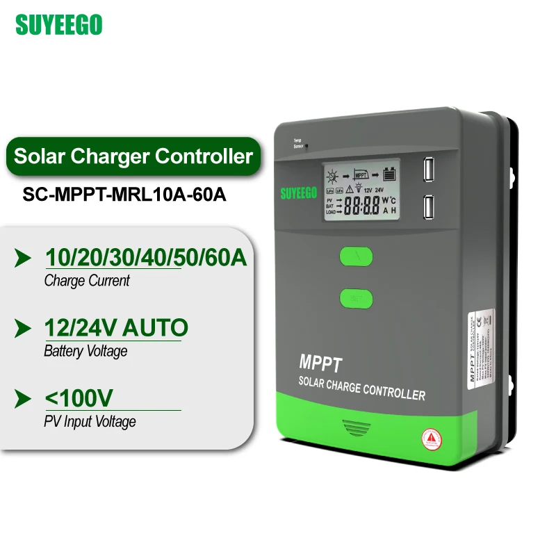 SUYEEGO Automatic 12v 24v 20amp  LCD Display Instructions MPPT Solar Charge Controller For Home Lighting