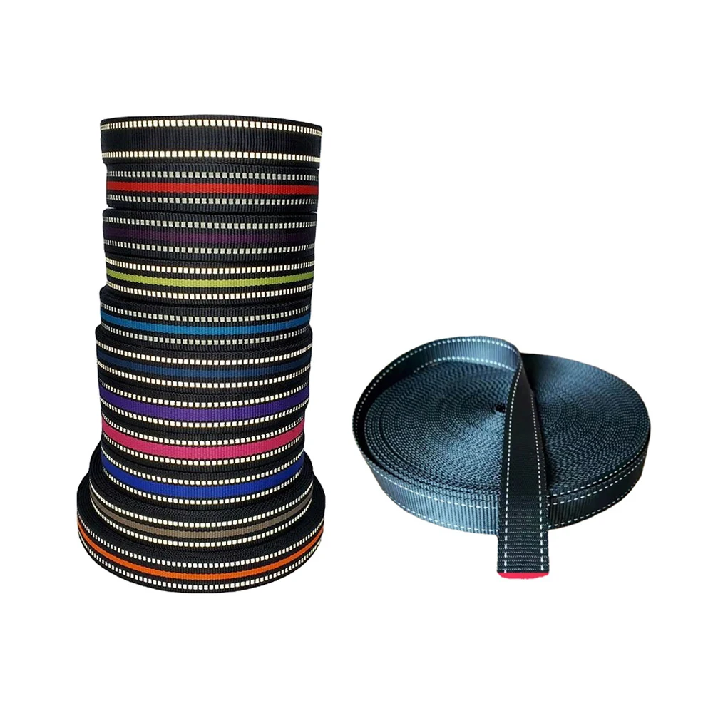 for Bag Handbag Dog Pet Leash Luggage Knitted Weave Fabric Belt Reflective Custom Polyester PP Nylon Braided Woven Webbing Strap