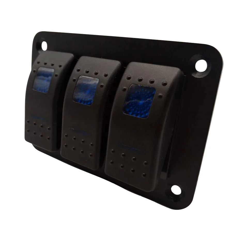 Rocker Switches Dc 12v 24v 3 Gang Boat Atv Rocker Switch Panel 5 Pin on Off Toggle Switch With Blue Led Backlit