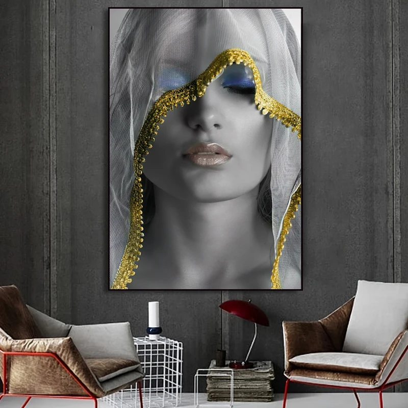 Black  Woman Canvas Painting On Canvas Beauty Makeup Art Posters And Prints Wall Canvas Art