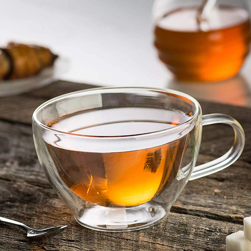 
Wholesale Customized 13 oz Tea Cups Double Walled Thermal Borosilicate Glass Insulated Cup Coffee, Espresso Tea Cappuccino 